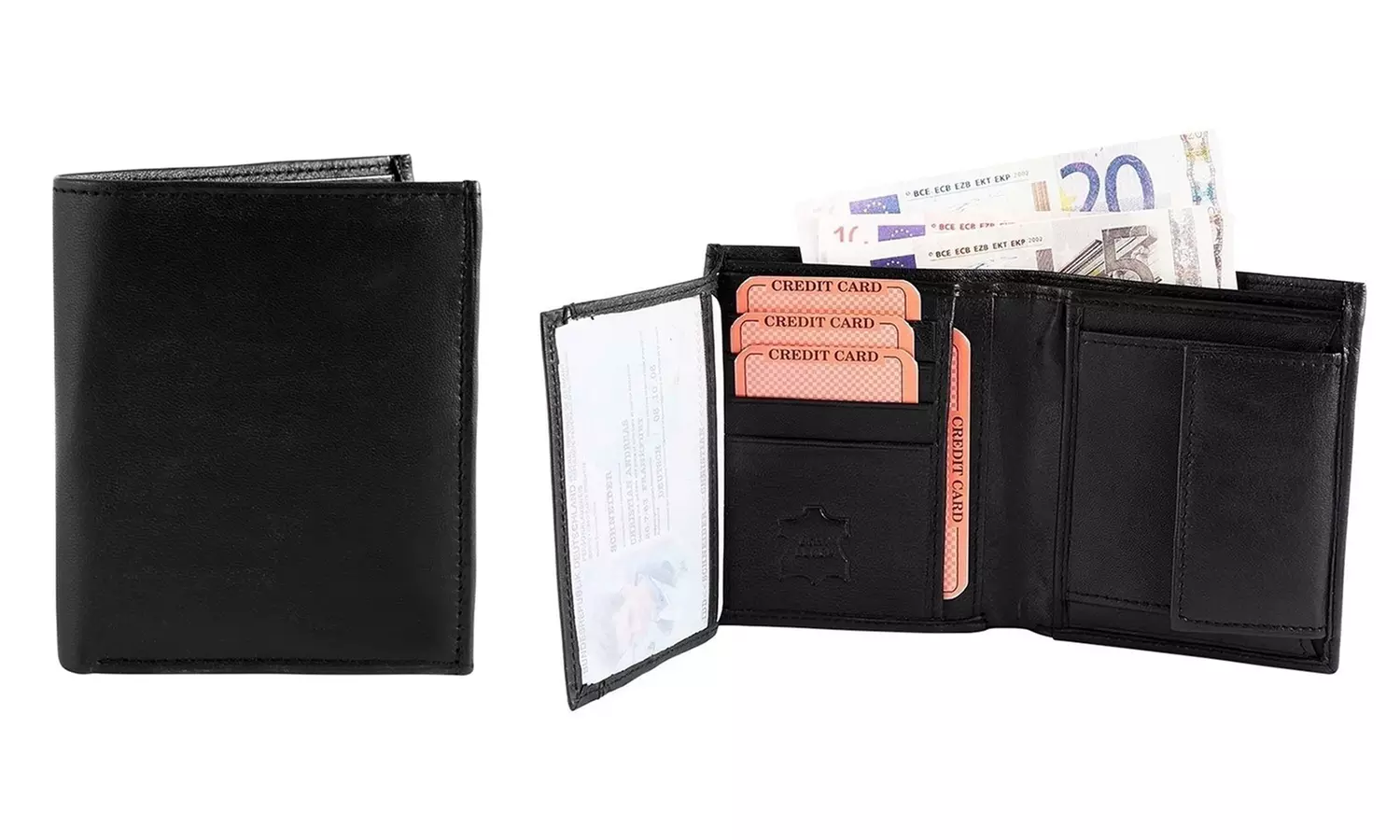 1x, 2x, oder 3x Herren- oder Unisex-Geldbörse aus Leder