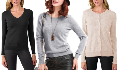 Maglione in cashmere da donna disponibile in 3 modelli, 3 taglie e 5 colori