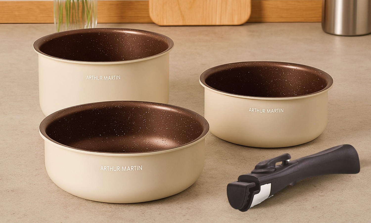 Set de 3 cacerolas 16-18-20 cm con asa de Arthur Martin
