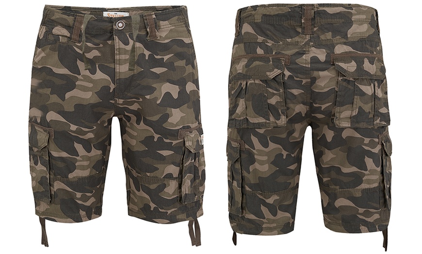 Image 3: Stallion camouflage cargo shorts