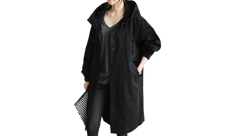 Image 5: Women's Lightweight Hooded Long Jacket