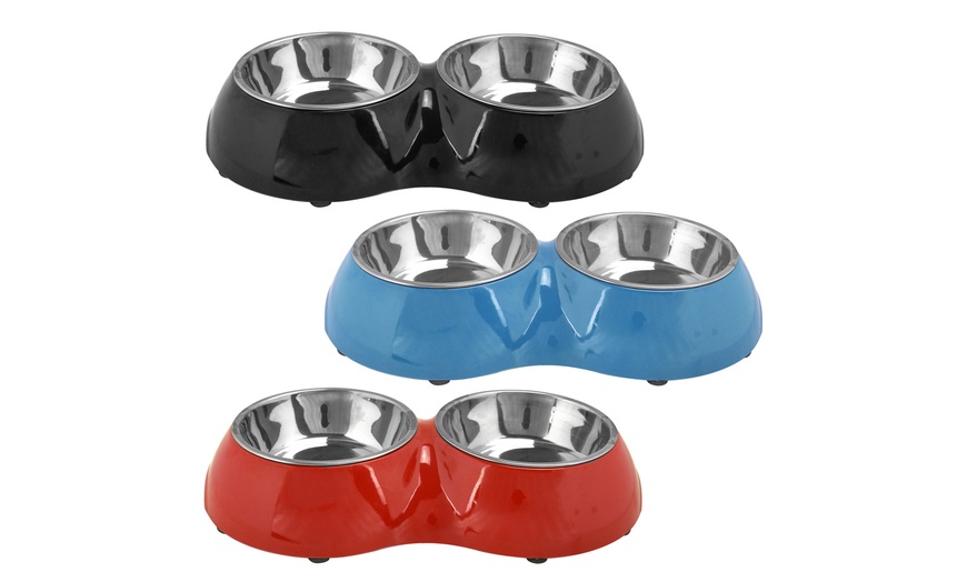 Image 1: Double Pet Bowl