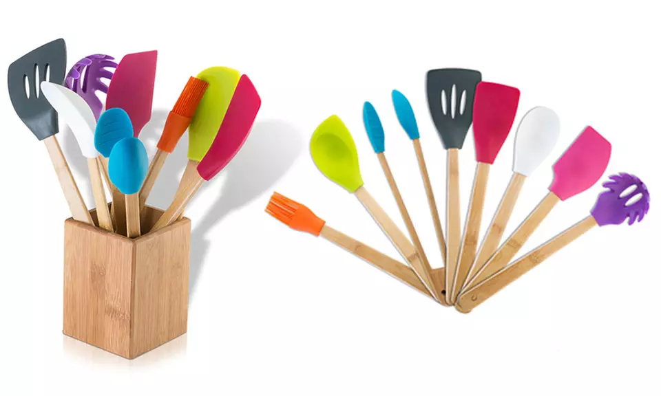 Modernhome Silicone Bamboo Kitchen Tool Set (9-Piece) - Primary Image
