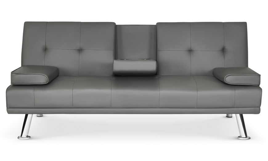 Image 24: Three Seater Sofa Bed with Cup Holders