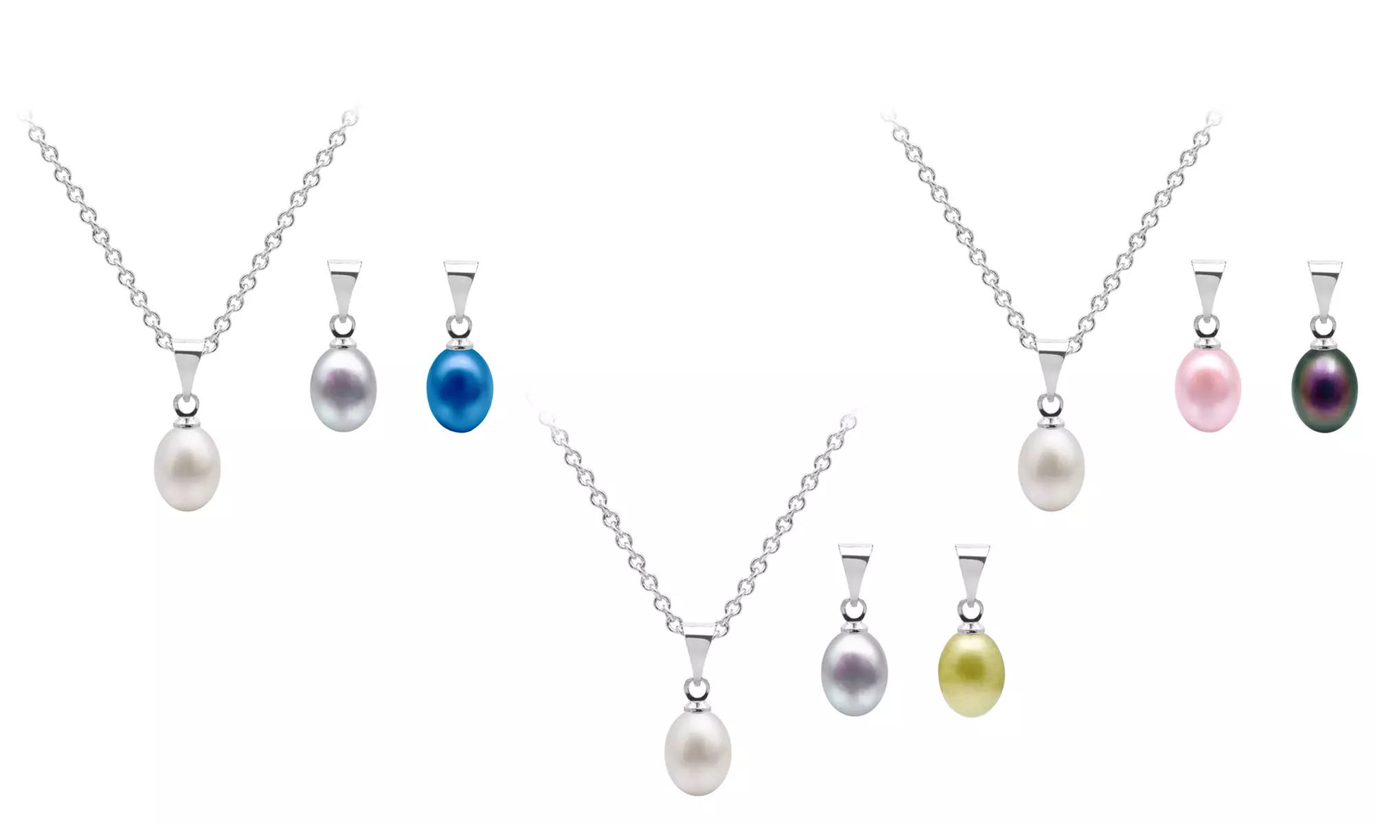 Ensemble de 3 pendentifs de perles d'eau douce, véritables et interchangeables de OMG Jewel - Primary Image