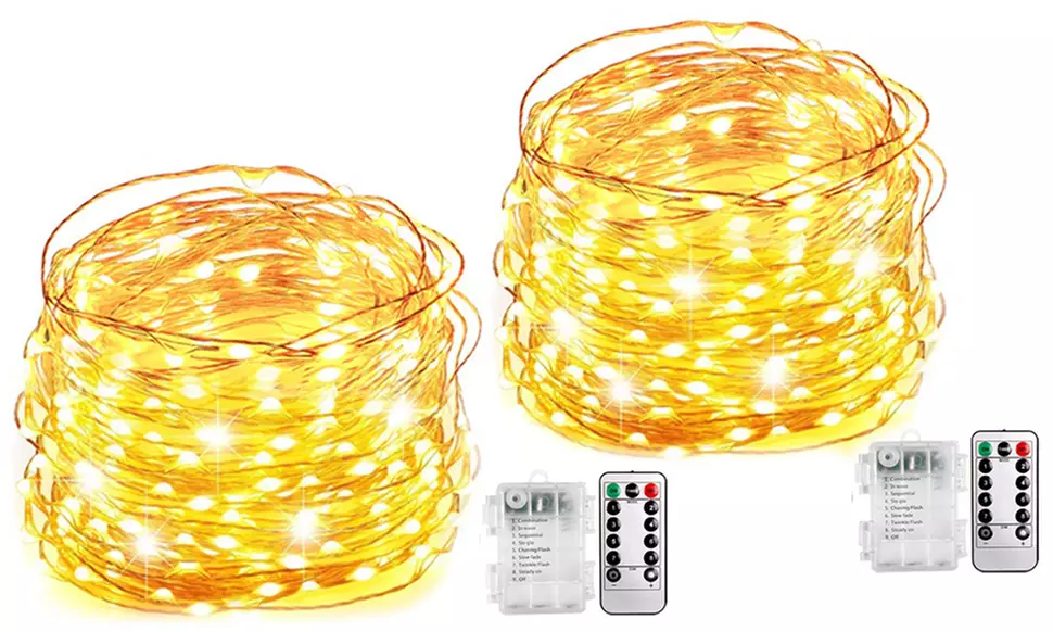 1, 2 ou 4 guirlandes lumineuses à LED, éclairage blanc chaud - Primary Image