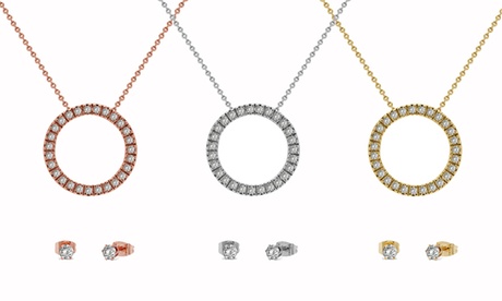 Set pendentif et boucles d'oreilles Halo orné de cristaux Swarovski®