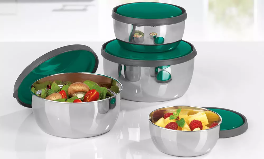 GOURMETmaxx 8-tlg Edelstahl Schüsselset inkl. Deckel, stapelbar, gefrier- und spülmaschinenfest - Primary Image
