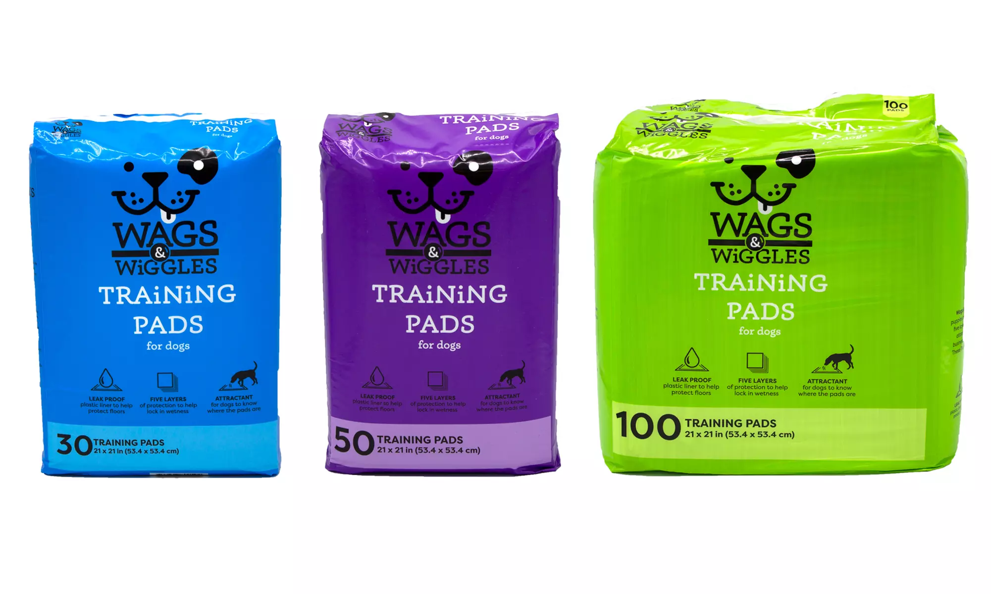 Wags & Wiggles Puppy Training Pads (30-, 90-, 150-, or 300-Pack) - Primary Image