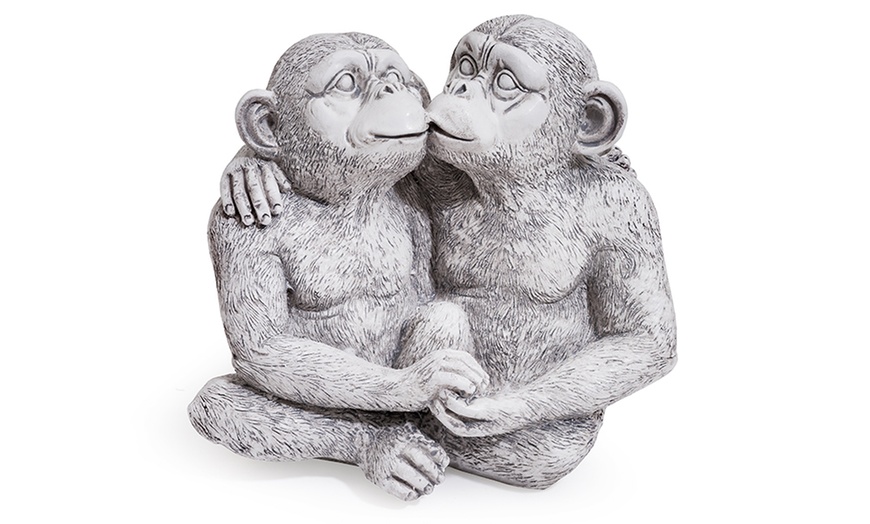 Image 5: One or Two Kissing Chimps Garden Statues
