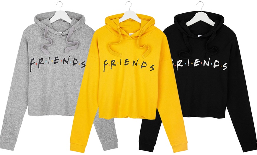 Image 1: Girls' Friends-Themed Cropped Hoodie