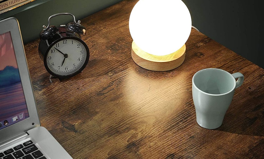 Image 6: L-Shaped Rustic Brown Wood Computer Desk