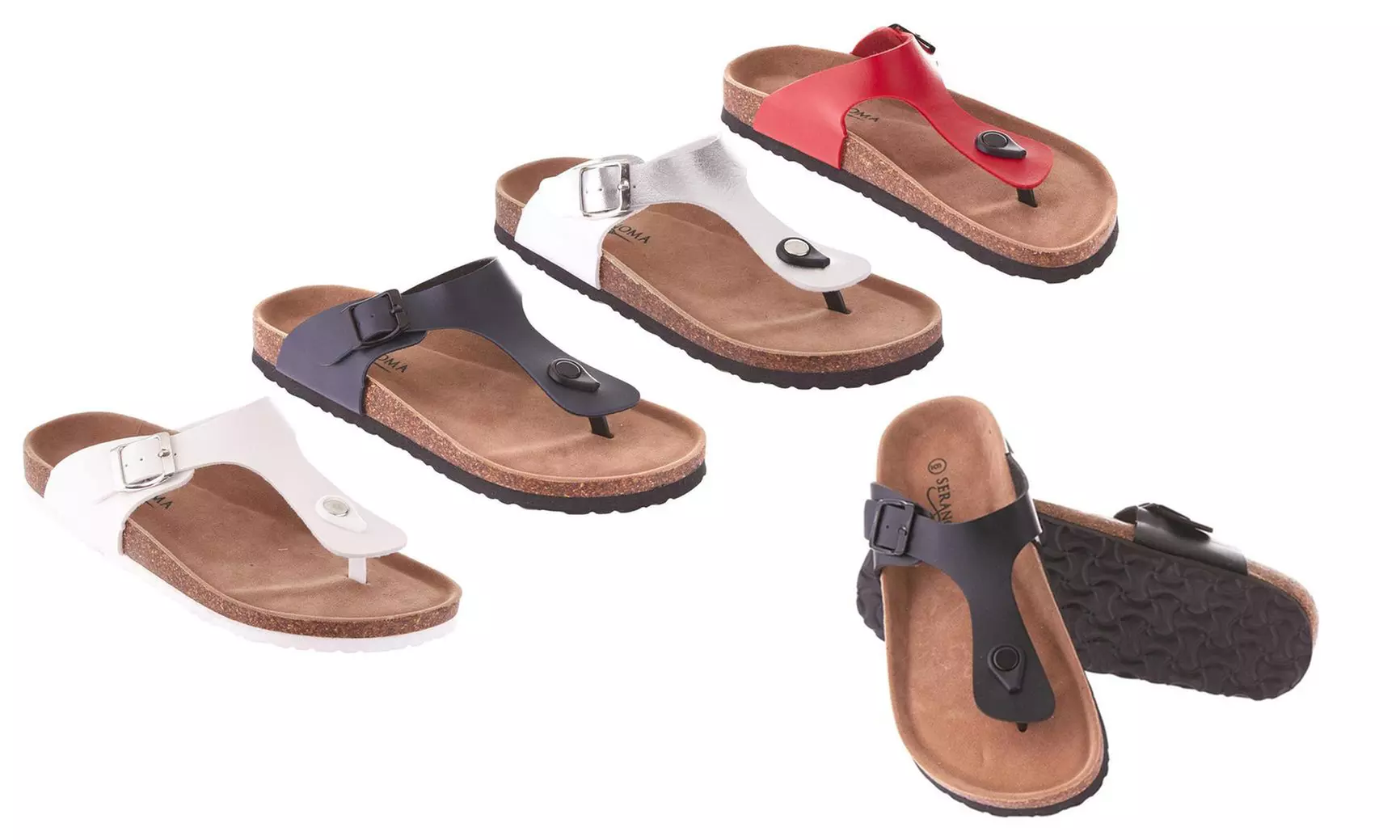 Seranoma Women's Thong Slide-On Sandal with Cork Wedge Sole - Primary Image