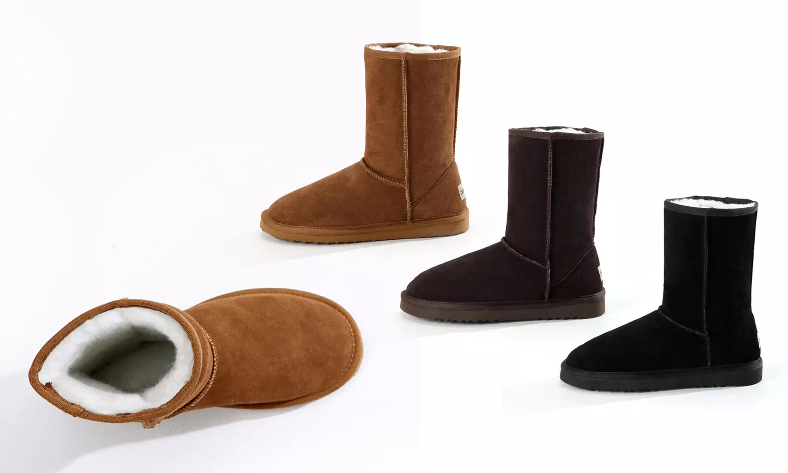 Boots en daim fourrées laine mérinos pour femme - Primary Image