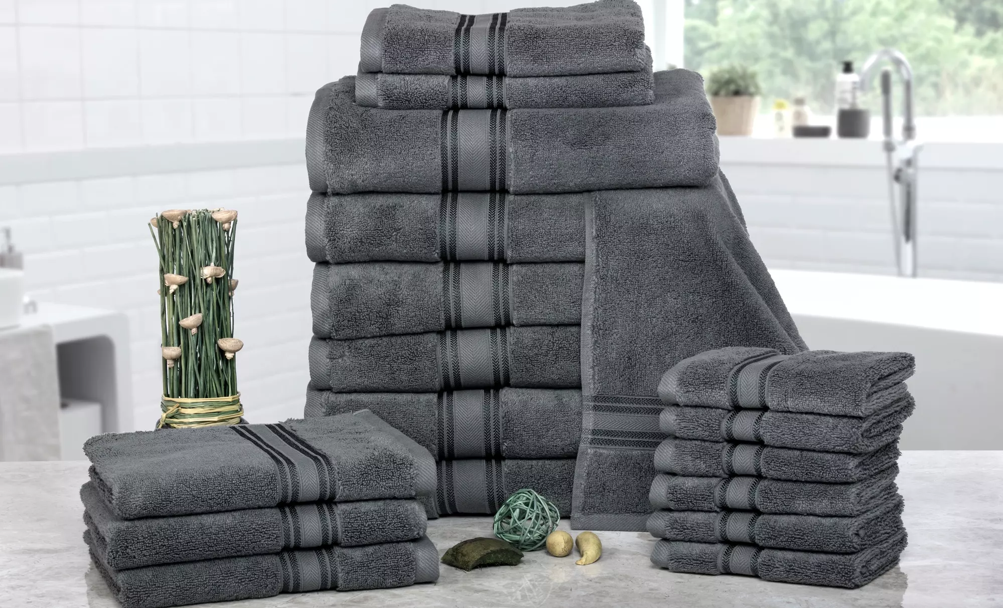 100% Cotton Zero-Twist Towel Set (18-Piece) - Primary Image