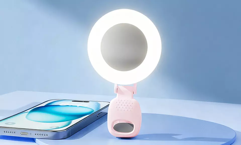 3-Light Mode Portable Selfie Light with Mirror