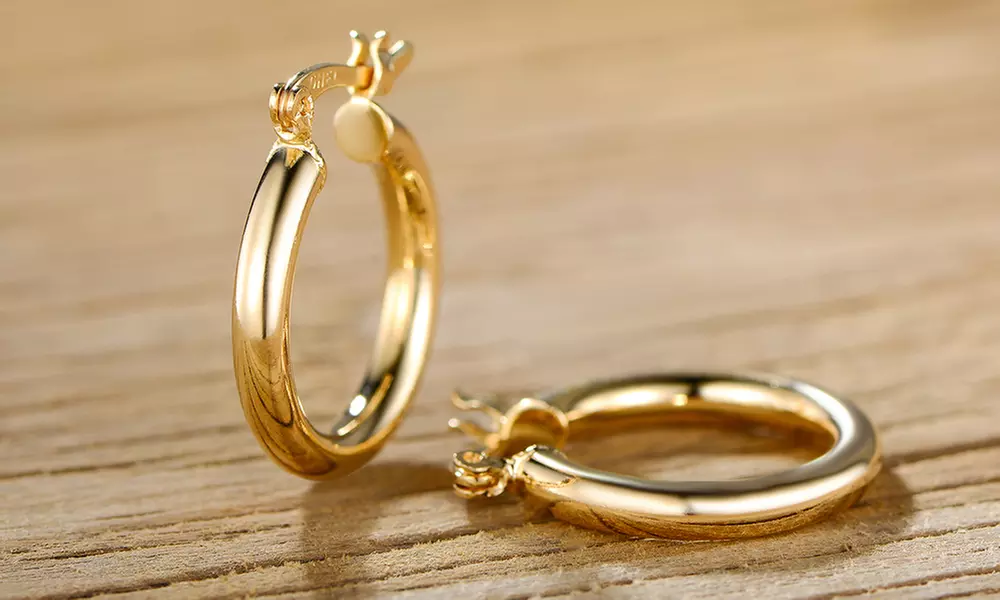 Polished 18K Gold Plated 15MM Wide Hoop Earrings by Sevil - Primary Image