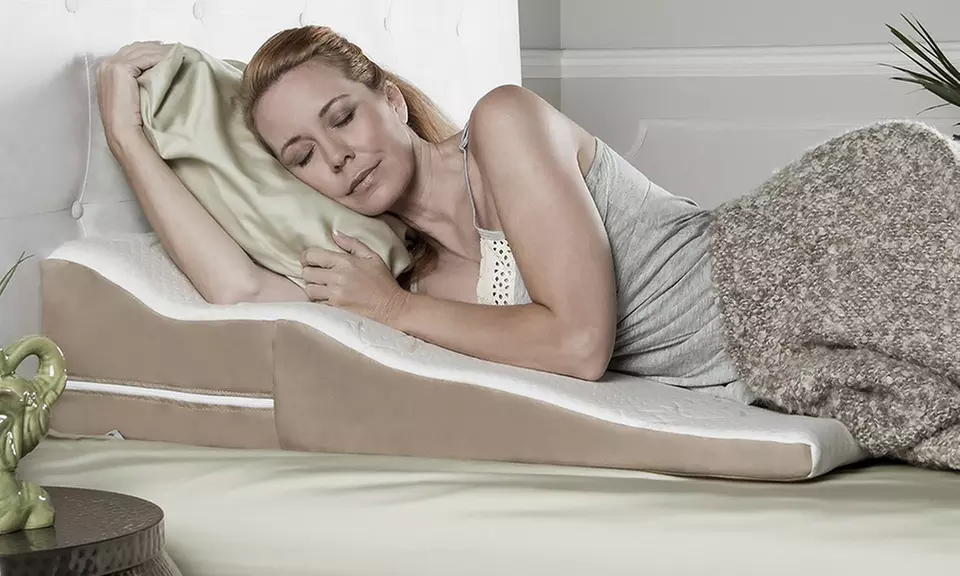 Contoured Acid Reflux Bed-Wedge Support Pillow with Bamboo Cover - Primary Image