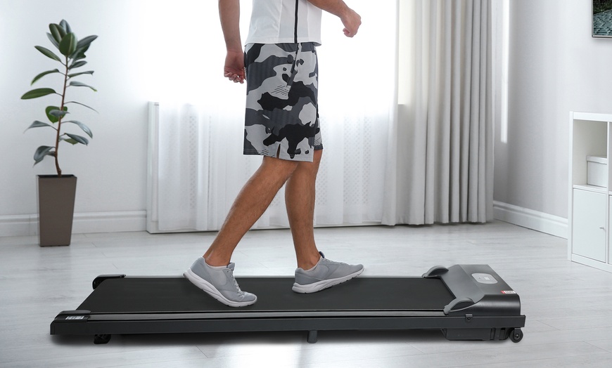 Image 3: Electric Walking Pad Treadmill with Adjustable Speeds and LCD Display