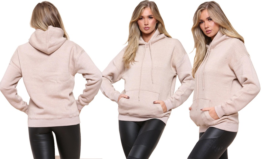 Image 6: Women's Long Fleece Lined Hooded Sweatshirt