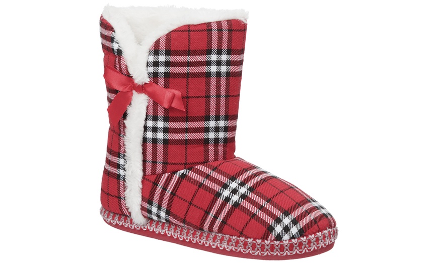 Image 2: Women's Tartan Boot Slippers