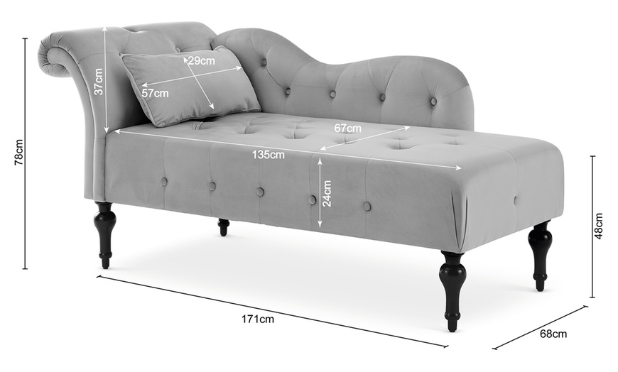 Image 26: Velvet Chaise Lounge Sofa 