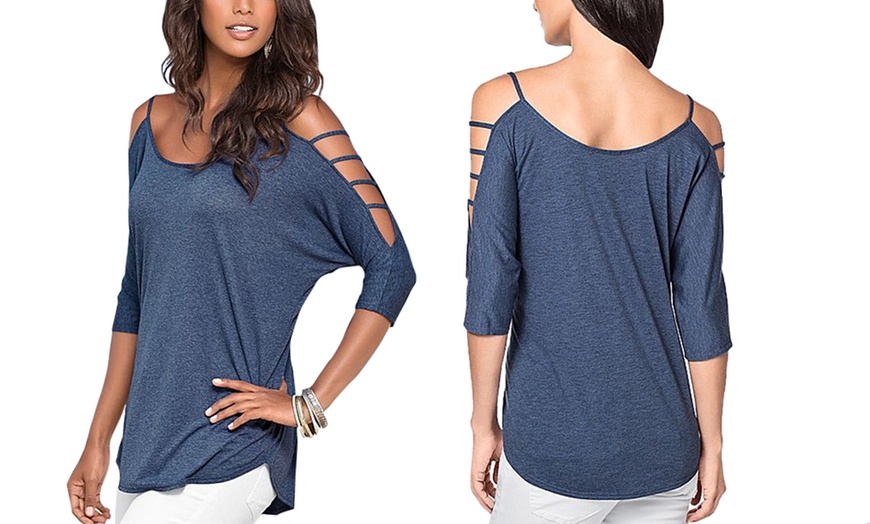 Image 2: Cut-Out Sleeve Jersey Top