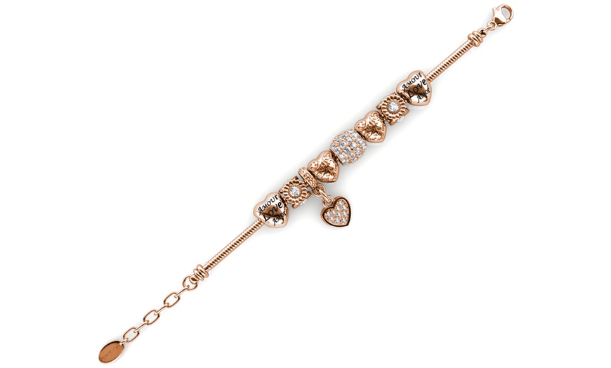 Image 5: Drop Heart Charm Bracelet Made with Crystals from Swarovski®
