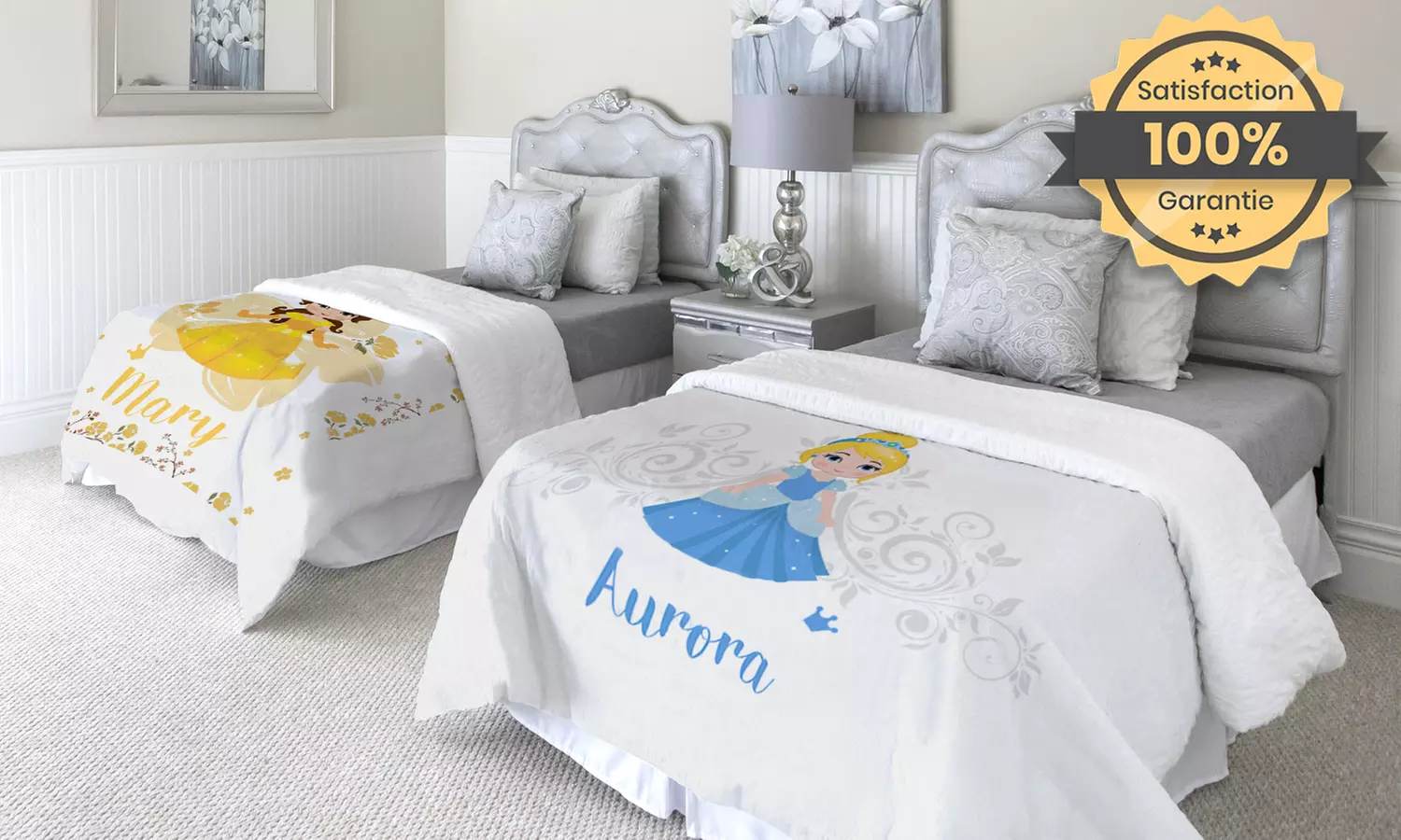 1 ou 2 couverture(s) personnalisable(s) motif "Princesse", tailles au choix, chez Printerpix - Primary Image