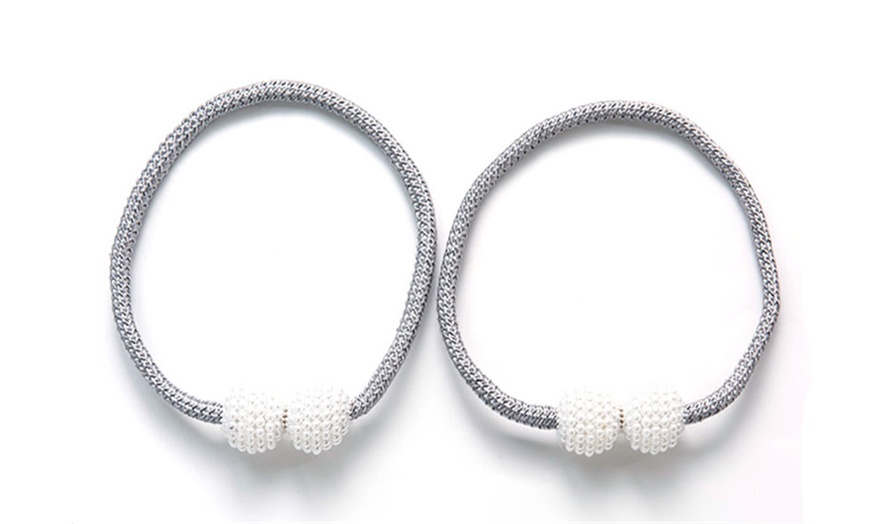 Image 6: Two or Four Magnetic Pearl Curtain Tiebacks