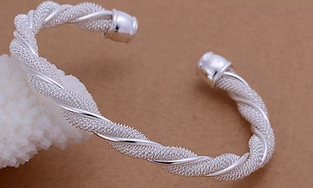 Twisted Mesh Bracelet in Sterling Silver - Second Medium