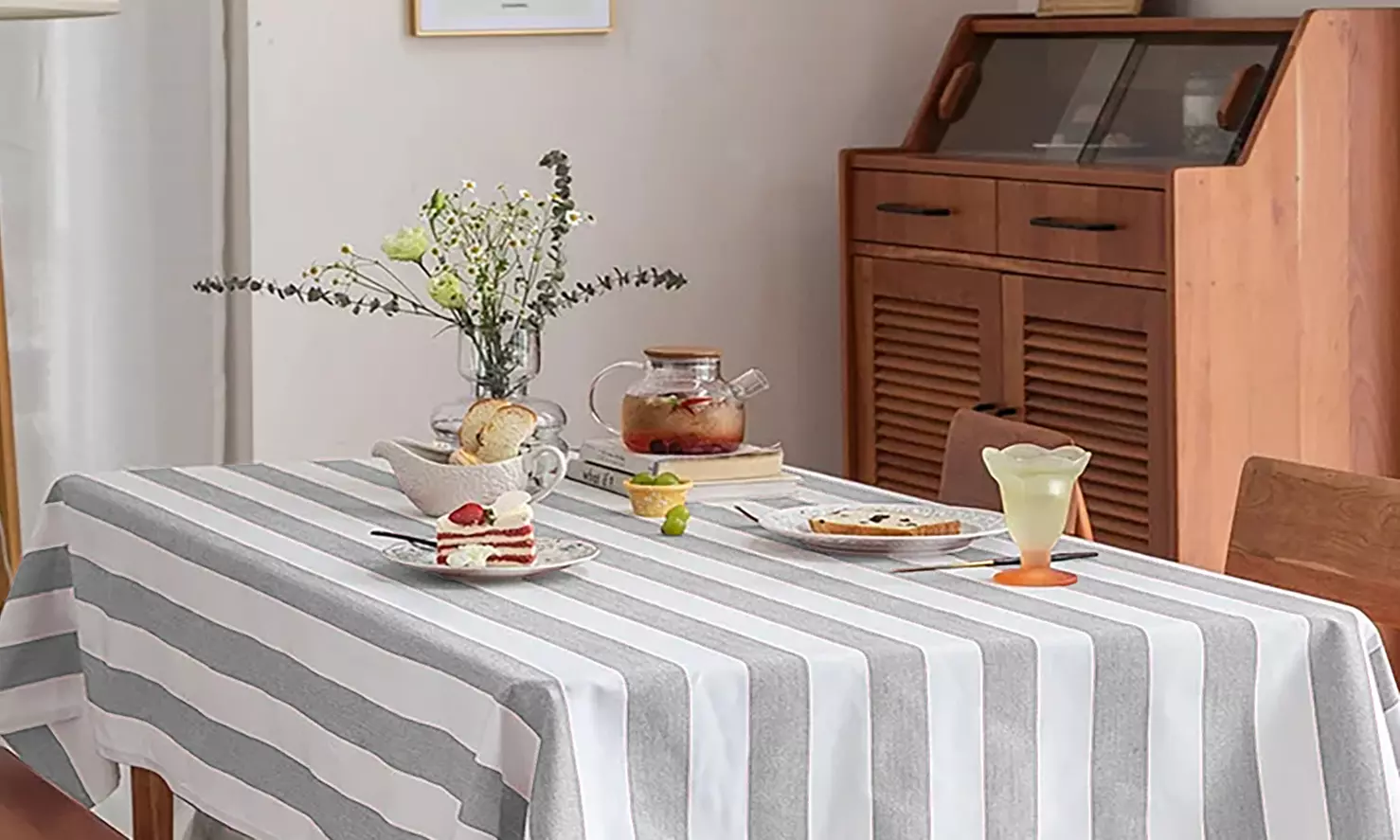 Tovaglia rigata antimacchia