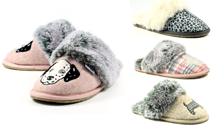 Image 1: Lazy Dogz Dog-Themed Plush Mule Slippers