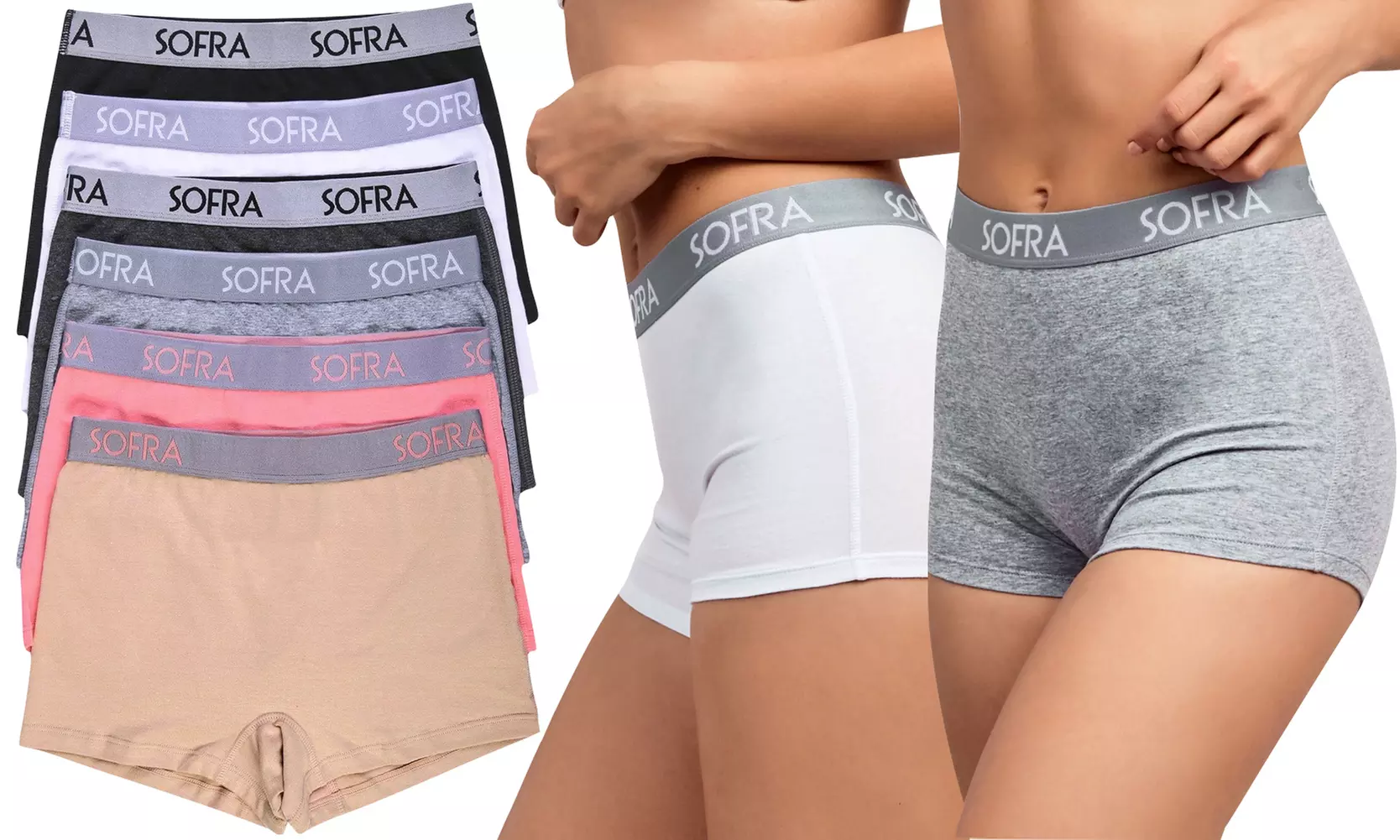 Women's Sporty Cotton High Waist Boyshort Panties (6-Pack) - Primary Image