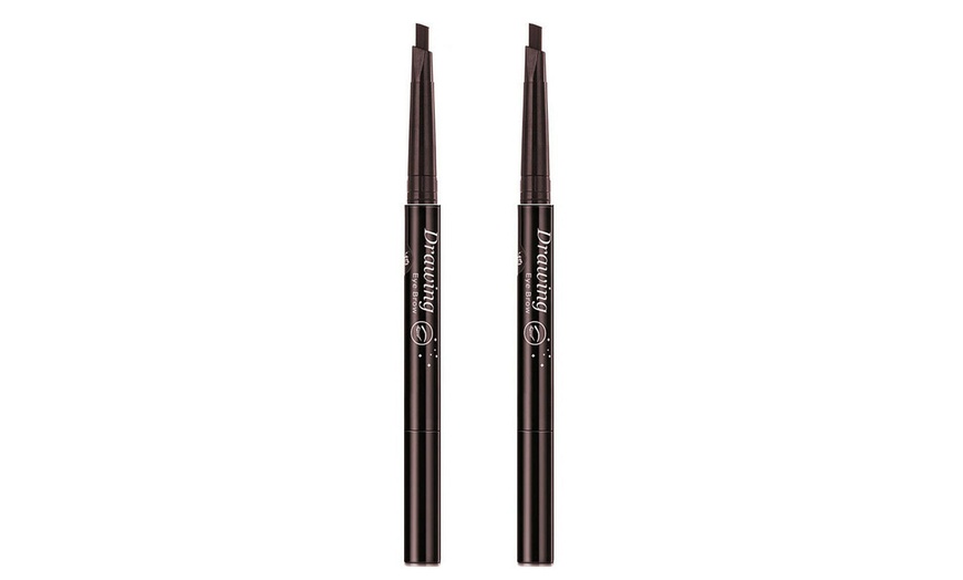 Image 14: 2 Pack Eyebrow Pencil Retractable Slant Tip with Brush Double-end Waterproof