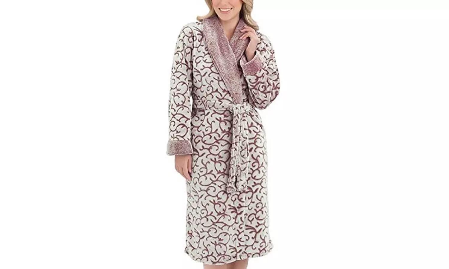 EZI Women's Jacquard Fleece Robe. Plus Sizes Available. - Second Medium