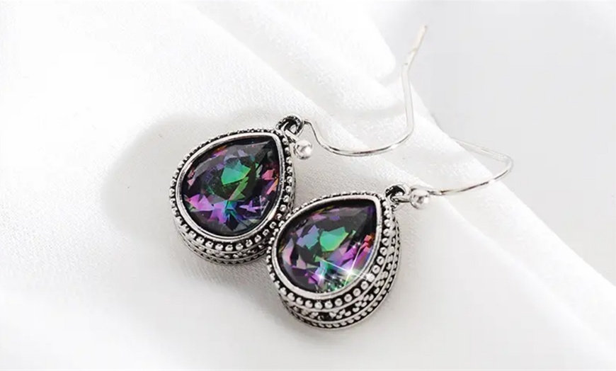 Image 3: Vintage-Effect Tear Drop Earrings