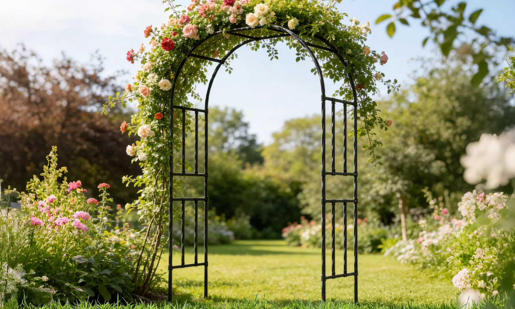Lambu Metal Garden Arch Trellis Rose Climbing Archway