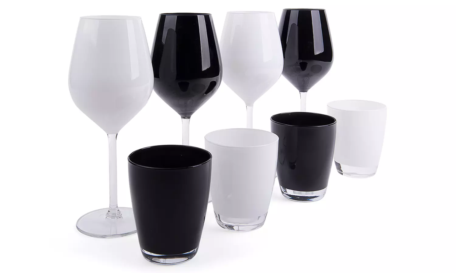 Set de 4 ou 8 verres Excelsa noirs et blancs - Primary Image