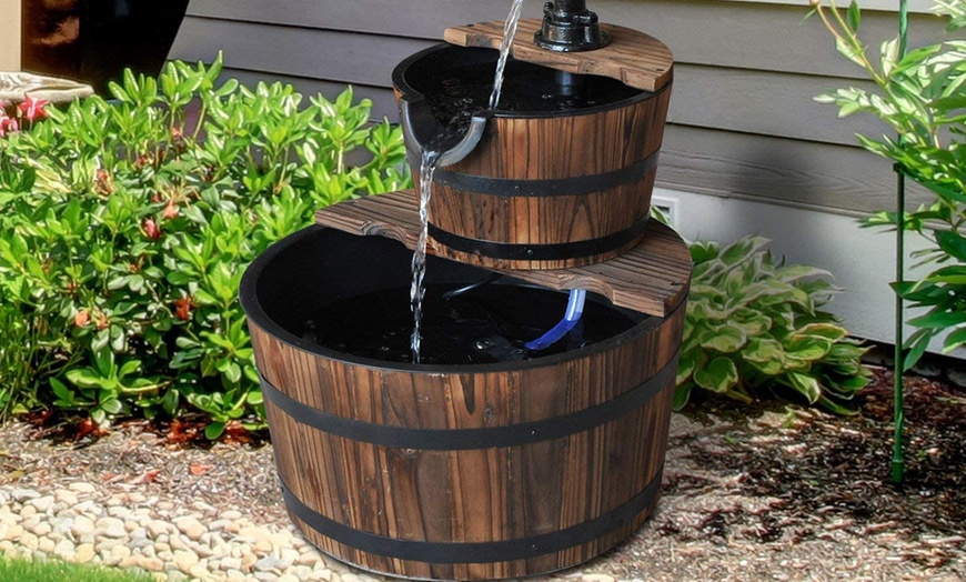 Image 8: Outsunny Wooden Water Fountain