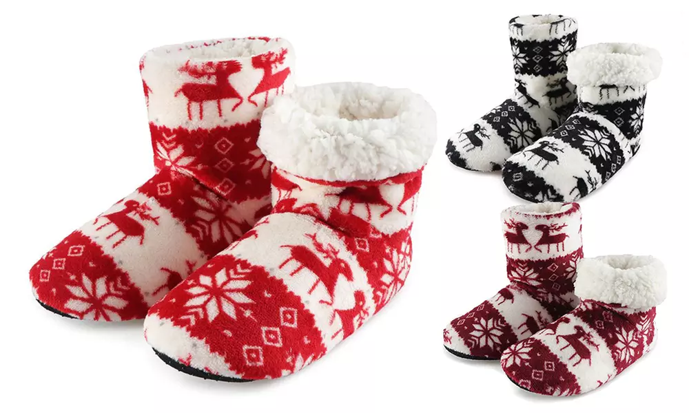 1, 2 ou 3 paires de chaussons bottines doublées polaire - Primary Image