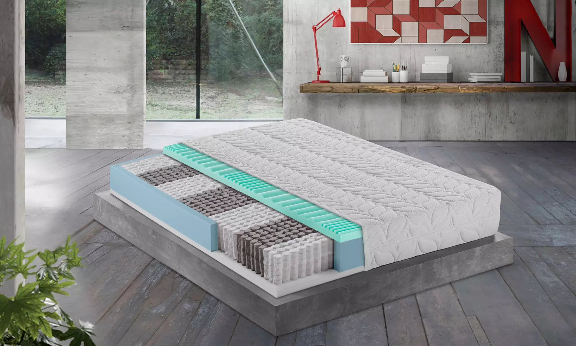 Mentor Memory-Schaum- und Taschenfedern-Matratze mit 7 Zonen