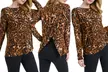 Style Clad Women's Long Sleeve Leopard Surplice Back Top - Second Medium