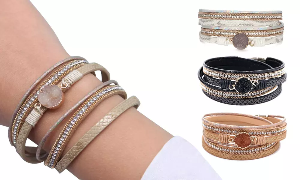 Bracelets multi-couches avec zircons cubiques, coloris au choix - Primary Image