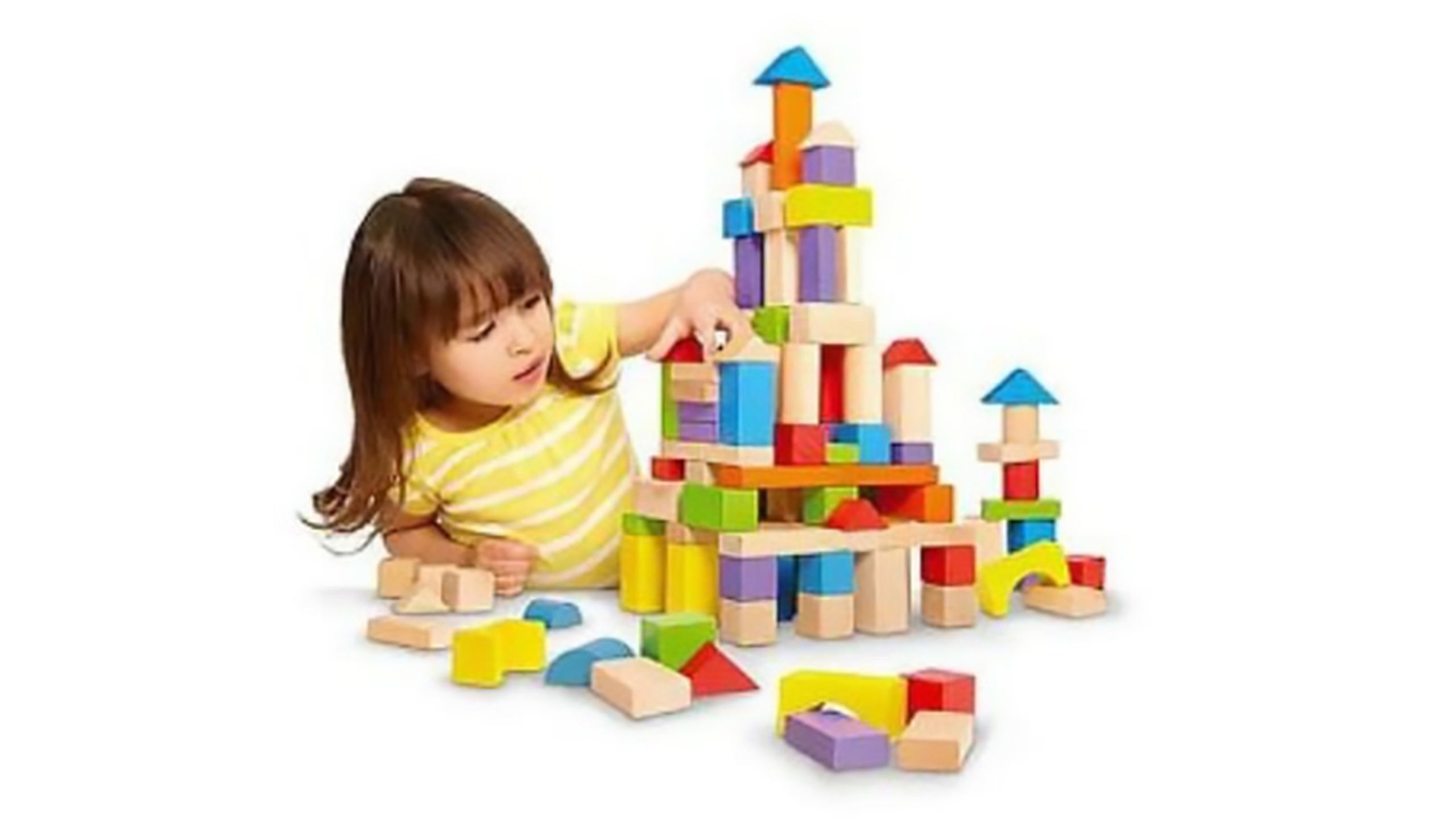 Lelin 100 Piece Children S Wooden Building Blocks Set