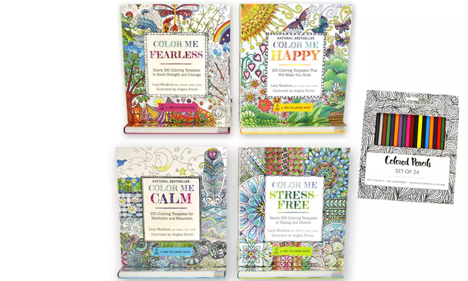 Adult Coloring Book and Colored Pencil Set - Primary Image