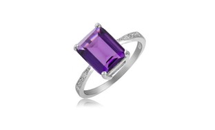 4.00 CTTW Genuine Amethyst Ring in Sterling Silver