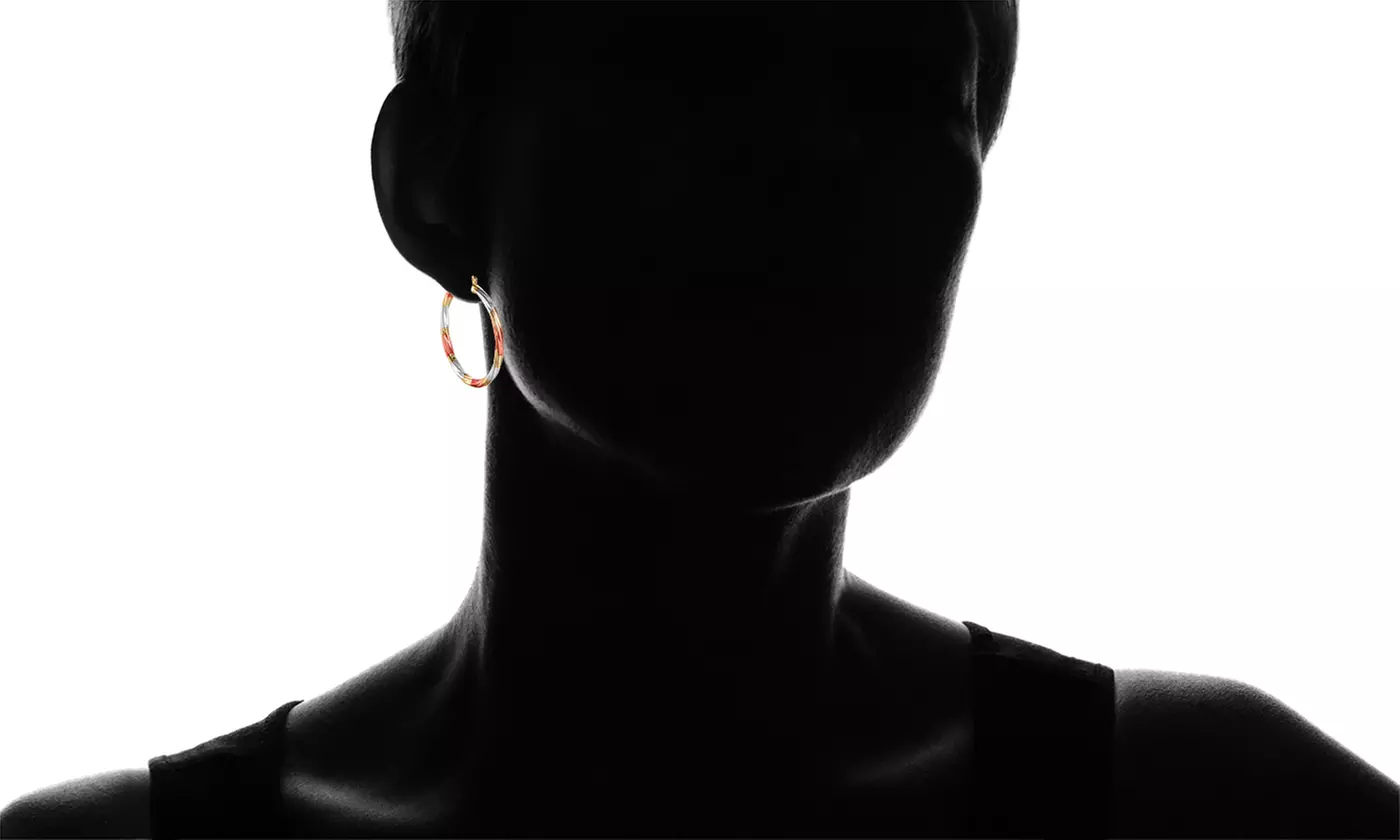 Sevil High Polish Tri-Gold Hoop Earrings - Second Medium