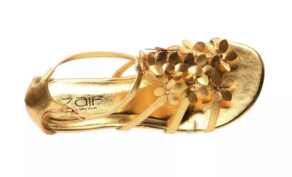 Unze Women's Floral Sandals in Silver or Gold. Multiple Options Available. - Second Medium