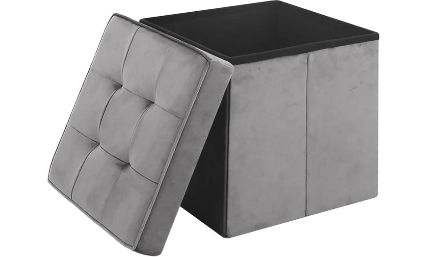 Image 3: Pouf contenitore quadrato in velluto